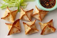 These air fryer crab rangoon—wontons made with cream cheese and crab—are super crispy, delicious, and easy to make at home. #appetizer #appetizerideas #easyappetizer #partyappetizer #partysnacks