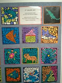 3 rd grade torn paper mosaics Byzantine art www.timelinestaircase.com