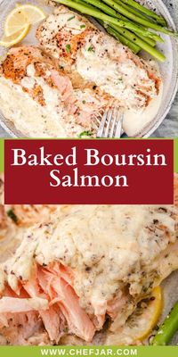 Experience the luxurious taste of Baked Boursin Salmon, where tender salmon fillets meet the creamy, herb-infused richness of Boursin cheese. An easy yet sophisticated dish that's perfect for impressing at dinner parties or enjoying a cozy night in.