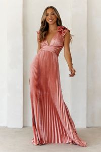 Length from shoulder to hem of size S: 150cm.Chest 31cm, Waist 30cm, size S. Maxi dress.Semi-lined.Model is a standard S and is wearing size S.True to size. Non-stretch.V-neckline.Frill.Pleated skirt.Crisscross tie-up.Slip-on.Cold hand wash only. Polyester/Spandex. Girl, this is the dress you need for your fancy event. The Beauty Of Her Satin Maxi Dress features a V-neckline with an open crisscross back and a pleated skirt. Style yours with heels and curls for attention.