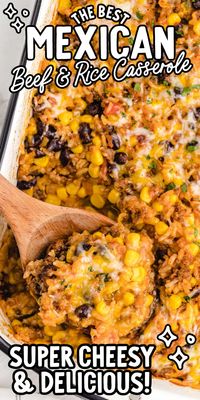 This Mexican beef and rice casserole is loaded with flavor and packed with plenty of delicious and hearty ingredients.