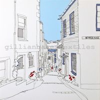 'Bethesda Place, St. Ives' Freehand machine embroidery. ©gillianbates 2014