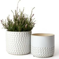 PRICES MAY VARY. VINTAGE ACCENT - The soft natural tones of these glacier gray, plant pots create a vintage flair, coupled with the concave dot pattern in distressed effect to provide a sleek while less slippery touch. TWO SIZES - 2 different sizes of the flower pots can widely suit bigger plants as spider plants to the smaller ones as succulents. Perfect for display solo or together on your console table, book shelf or entryway. L - 6.7''(D)*5.7''(H); S - 5.5''(D) x 5''(H) PREMIUM Quality - Mad