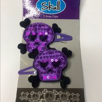 New Cute Purple Skull Hair Clip. Set.