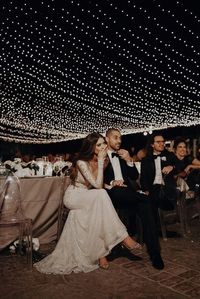 | wedding night | wedding venue | bride and groom table | twinkly lights | romantic lighting | outdoor wedding ideas | venue design | inspiration |