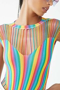 Leg Avenue Striped Cutout Bodysuit