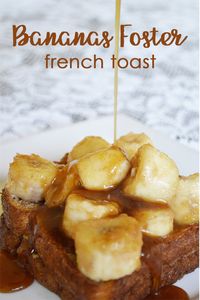 This easy bananas foster french toast recipe can be made in minutes. It can be served at breakfast or for brunch.