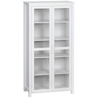 Homcom Freestanding Kitchen Pantry, 5-tier Storage Cabinet With Adjustable Shelves And 2 Glass Doors, White : Target