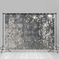 Silver Glitter Sequins Wall Disco Dance Party Backdrop - Lofaris