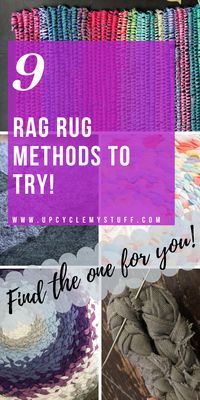 9 different methods for making a rag rug from your scrap fabric. Includes braided t-shirt rugs, crocheted rag rugs, no sew rag rugs & rugs from fabric twine and old towels.  From beginners to advanced.  Find the perfect method for you! #ragrugs #scrapfabricideas