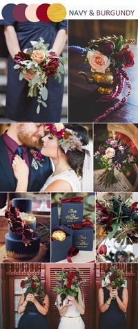 traditional and classic navy and burgundy wedding color ideas