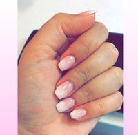 Ombré Pink/white short coffin nails