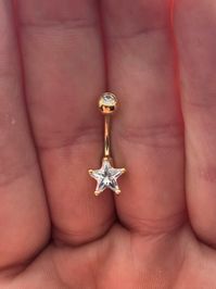 Golden Star ball cz top Belly Ring..14g..10mm