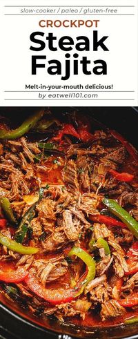 Crock-Pot Steak Fajita - #slowcooker #steak #beef #recipe #eatwell101 - Melt-in-your-mouth delicious! This slow cooker steak fajita is perfect to come home to a warm meal after a day at work. - #recipe by #eatwell101