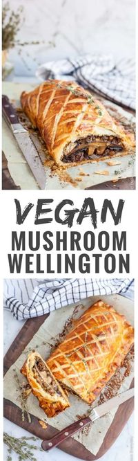 Flaky, Golden and Delicious this Vegan Mushroom Wellington is sure to take center stage at your Christmas feast