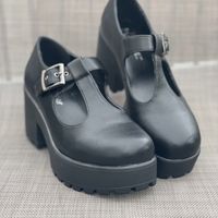 New, Never Worn Chunky Faux Leather Mary Janes. They Were From England And Cost Too Much To Ship Back.