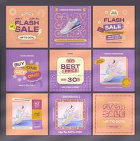 Purple Pink Candy Instagram Brand Marketing Kit PSD, AI