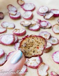 Salt & Pepper Radish Chips- low carb, gluten free- sugarfreemom.com