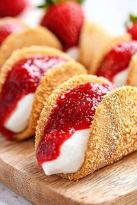 Try these strawberry cheesecake tacos for a fun dessert everyone will love! With a creamy filling and crunchy shells, they're too good to miss.