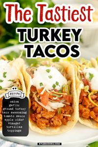 Ground Turkey Tacos: Your New Go-To Recipe. A fresh and flavorful update to taco night, these turkey tacos are easy, delicious, and perfect for a quick dinner! Pin this recipe for your next meal plan.