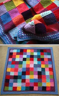 Lucy's Granny Patchwork blanket - scrap yarn classic granny squares with a pretty border