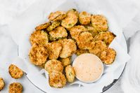 Air Fryer Fried Pickles & Boom Boom Fry Sauce - Healthy Little Peach Healthy Little Peach