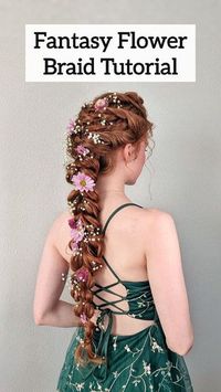 Ryan Terhune on Instagram: "Do you guys like it better before or after I added flowers?💐🥰 #hairtutorial #fantasybraids #flowerbraid #weddinghair #hair #longhair #redhair #redhead #rapunzelbraid #disneyhairstyle #WorldPrincessWeek #disney #fantasyhair #braid"