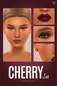 Eyeshadow, blush, highlighter and lipstick for ts4. Maxis match makeup set featuring red lipstick, smokey eyeshadow for a dark autumn makeup look.