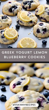 Indulge guilt-free with these Greek Yogurt Lemon Blueberry Cookies! 🍋💙 Soft, tangy, and bursting with flavor, they're a delightful treat for any occasion. Try this healthier twist on traditional cookies today! #lemonblueberry  #healthytreats #myskinnyrecipes