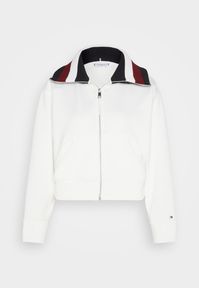 Tommy Hilfiger SPLIT GLOBAL ZIP UP - Športna jopa s kapuco na zadrgo - ecru