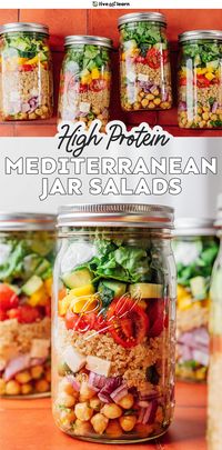 With layers of Mediterranean flavors, like lemony marinated chickpeas, fresh, crunchy veggies, and quinoa, these mason jar salads are a delicious meal prep idea for easy lunches or dinners all week. They store well in the fridge for 5 days!