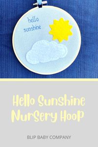 A sweet nursery wall decor piece, this embroidery hoop art makes the perfect addition to your gender neutral nursery, baby boy nursery, or baby girl nursery. This baby room art is made out felt, hand-stitched to aida cloth with hand-stitched words. This hoop would be ideal in a you are my sunshine nursery, sunshine nursery theme, yellow nursery, or cloud nursery. See the link for more information and quick shipping times!