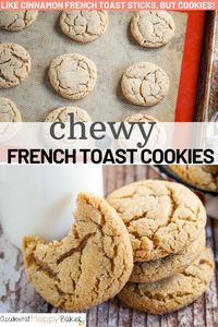 Chewy French toast cookies taste just like french toast sticks, but in the form of a chewy sugar cookie!