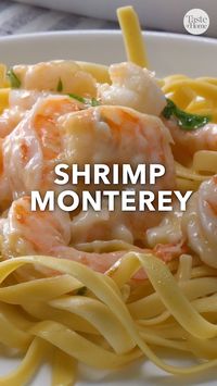 Shrimp Monterey | rice, shrimp, Monterey Jack, pasta, recipe | "A mild, fresh-tasting sauce and the Monterey Jack cheese nicely complement the shrimp, I serve it over pasta or rice." —Jane Birch Edison, New Jersey... | By Taste of Home