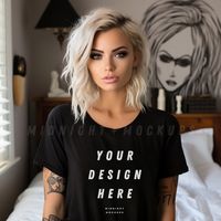 Black T-shirt Mockup Edgy Halloween Tattoo Inked Vixen Women's Shirt Mockup - Etsy