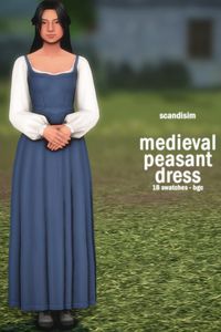 Step into the medieval era with this gorgeous Sims 4 peasant dress at number 45 on my Sims 4 medieval CC list! The Medieval Peasant Dress by Scandisim brings history to life with its apron-style design, flowing long skirt, and puffed sleeves, perfect for rustic or historical storytelling. This list is packed with everything you need—medieval clothes, hair, immersive mods, and even fantastical castles—to transform your Sims’ world. I’ve loaded my CC folder with these stunning finds, and they’ve completely elevated my gameplay. Don’t skip out on these incredible historical CC treasures!