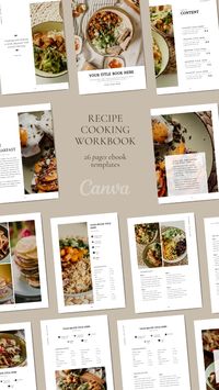 Embark on a culinary adventure with our Cookbook/Cooking Workbook Template, designed to help you organize and showcase your recipes in a stylish and functional manner. Whether you're a seasoned chef, a passionate home cook, or a food blogger, this template is your secret ingredient for creating a cookbook that will tantalize taste buds and inspire kitchen magic.  #cookbook #recipebook #familyrecipe #canvatemplate #workbook