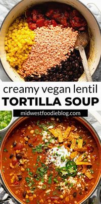 Indulge in the comforting warmth of this velvety plant-based lentil and tortilla soup, a perfect blend of hearty lentils and crispy tortilla strips. This nourishing bowl is packed with flavor and wholesome ingredients, making it an ideal choice for a cozy night in or a satisfying lunch. Whether you're a seasoned plant-based eater or just exploring new flavors, this soup promises a delightful culinary experience that's both healthy and delicious. Embrace the rich textures and vibrant taste that will leave you craving more.