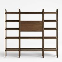 Tate Walnut Bookcase Bar Cabinet with 2 Bookcases | Crate & Barrel