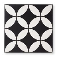 This cement tile is a black and white with a geometric design. This concrete tile offers a modern feel for your space. Shop the Circulos Black tile today.