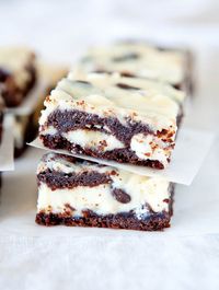 White and Dark Chocolate Cream Cheese Chocolate Cake Bars. Chocolate, cream cheese, & sweetened condensed milk. Easy, rich, gooey, decadent.