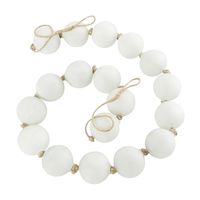 Deco 79 Glass Handmade Round Extra Long Solid Orb Beaded Garland with Tassel with Knotted Jute Rope, 91" x 3" x 3", White