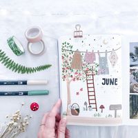 Julia | illustrator & Bullet Journal’s Instagram post: “Hello June ↟ nice to see you again ✨ I’m so excited but happy to post my new cover which also includes my current moodboard 🍃🪨��🍄 Right now,…”