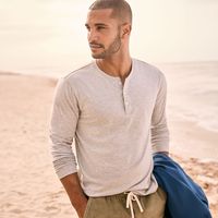 Men's Super-T Long Sleeve Henley Shirt | Lands' End