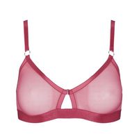 Venus is a soft bra with cut-out detail made from all sheer silky-soft mesh. As a cheeky detail, Venus mesh bra can be opened at the front, which can be used for both nursing and for play. Venus’ cups are shaped by satin straps joined by a sexy metal ring. On top of that, Venus has folded straps at the back of the bra giving an edgy detail.