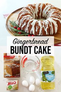 An almost homemade gingerbread bundt cake recipe using a boxed cake mix and pudding. This gingerbread bundt cake is an easy way to impress with dessert at Christmas.