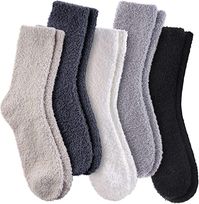 Dosoni Womens Fuzzy Slipper Socks Super Soft Fluffy Comfort Warm Microfiber Home Sleeping Winter Socks 5 Pack (5 Pack Soild Color A1) at Amazon Women’s Clothing store