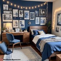 Navy Blue Aesthetic Room Decor #navyblueroom #navybluedecor #navybluebedroom #aestheticroom #aestheticbedroom #bedroominspo #bedroomdesign #tumblrroom #youthroom #roomtour