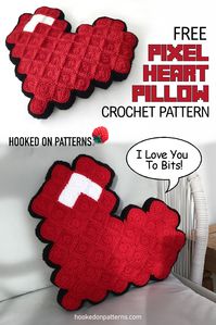 Make my Free Valentine's Pixel Heart Pillow crochet pattern for your loved one. A handmade romantic gift idea also suitable for a birthday or an anniversary. #freecrochetpattern #ValentinesDay #crochetheart