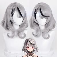 Hololive HOLOX Sakamata Chloe Bob Silver Braid Wig CC0345 Material: made of artifact heat-resisting hair fiber. Length: about 45cmSuggest for head circumference:54-57cm/21.26-22.44" and has stretch strap to adjust size and keep tight on head.